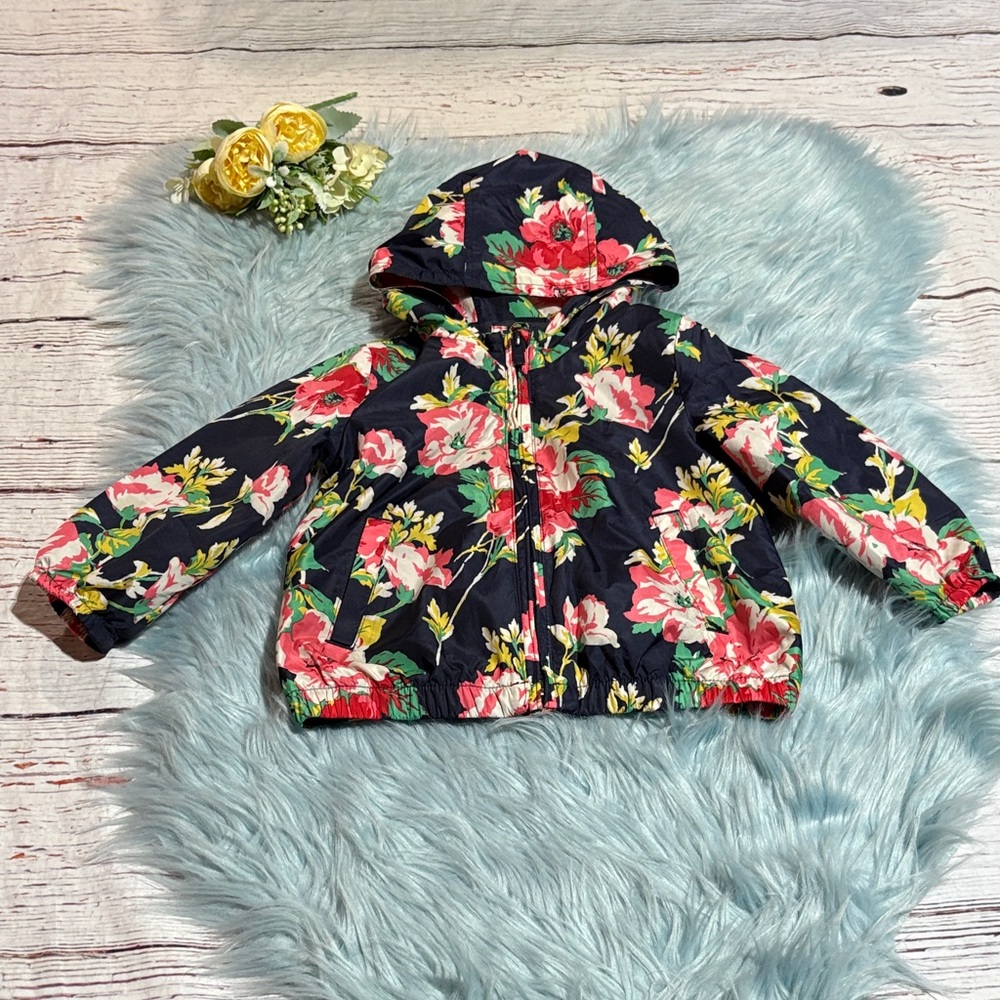 GAP Toddler Floral Jacket - Navy and Multicolor go windbreaker sz 2T